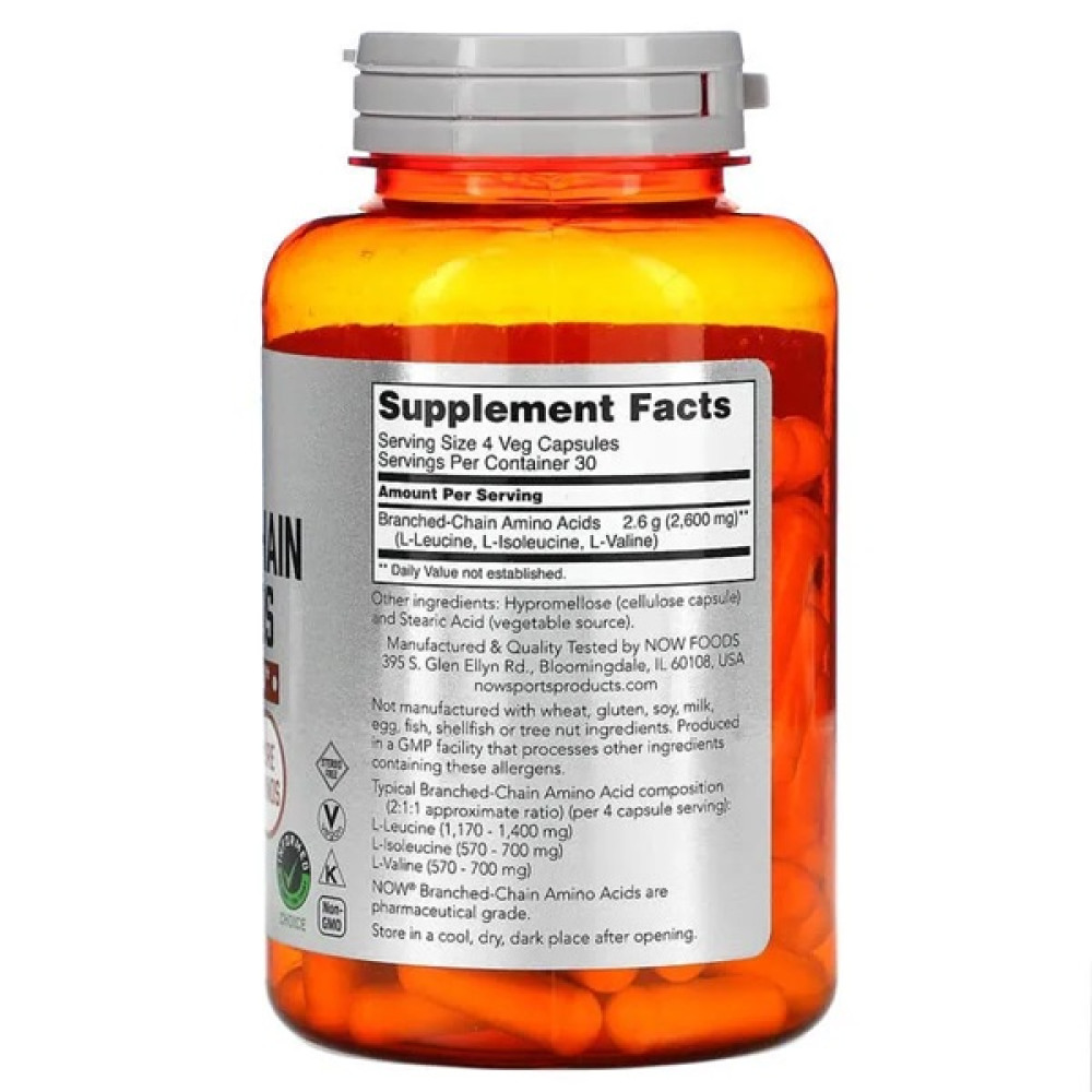 Амінокислота BCAA NOW Foods Branched Chain Amino Acids 120 Veg Caps