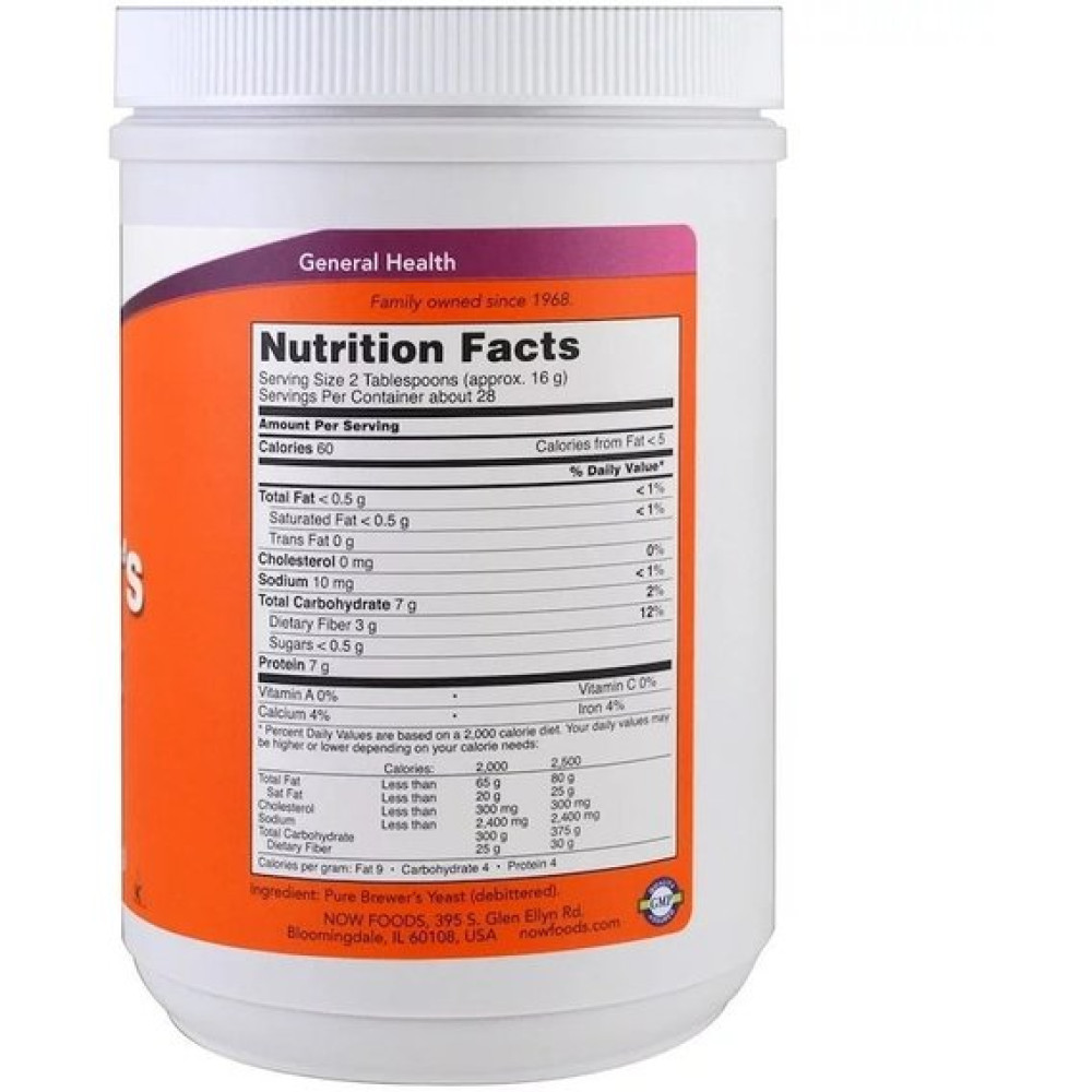 Пивні дріжджі NOW Foods Brewer's Yeast, Super Food 1 lb 454 g /28 servings/