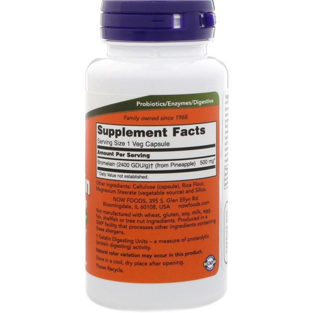 Бромелайн NOW Foods Bromelain 500 mg 120 Veg Caps
