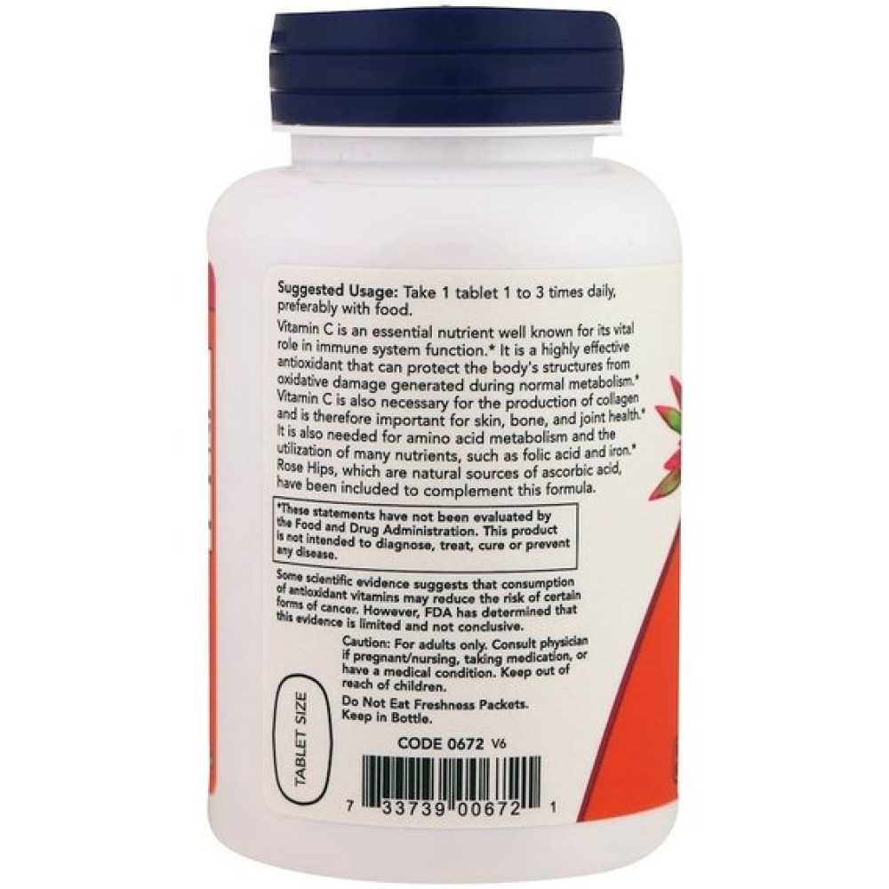 Вітамін C NOW Foods C-500 With Rose Hips 250 Tabs NOW-00672