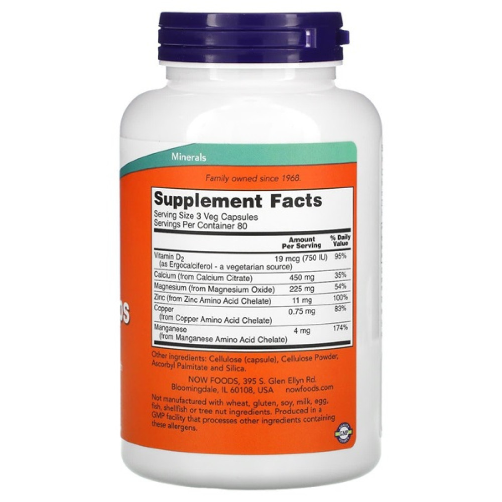 Мікроелемент Кальцій NOW Foods Calcium Citrate 240 Veg Caps