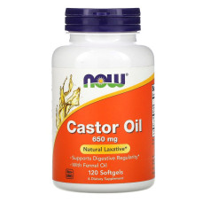 Покращення роботи кишечника NOW Foods Castor Oil 650 mg 120 Softgels