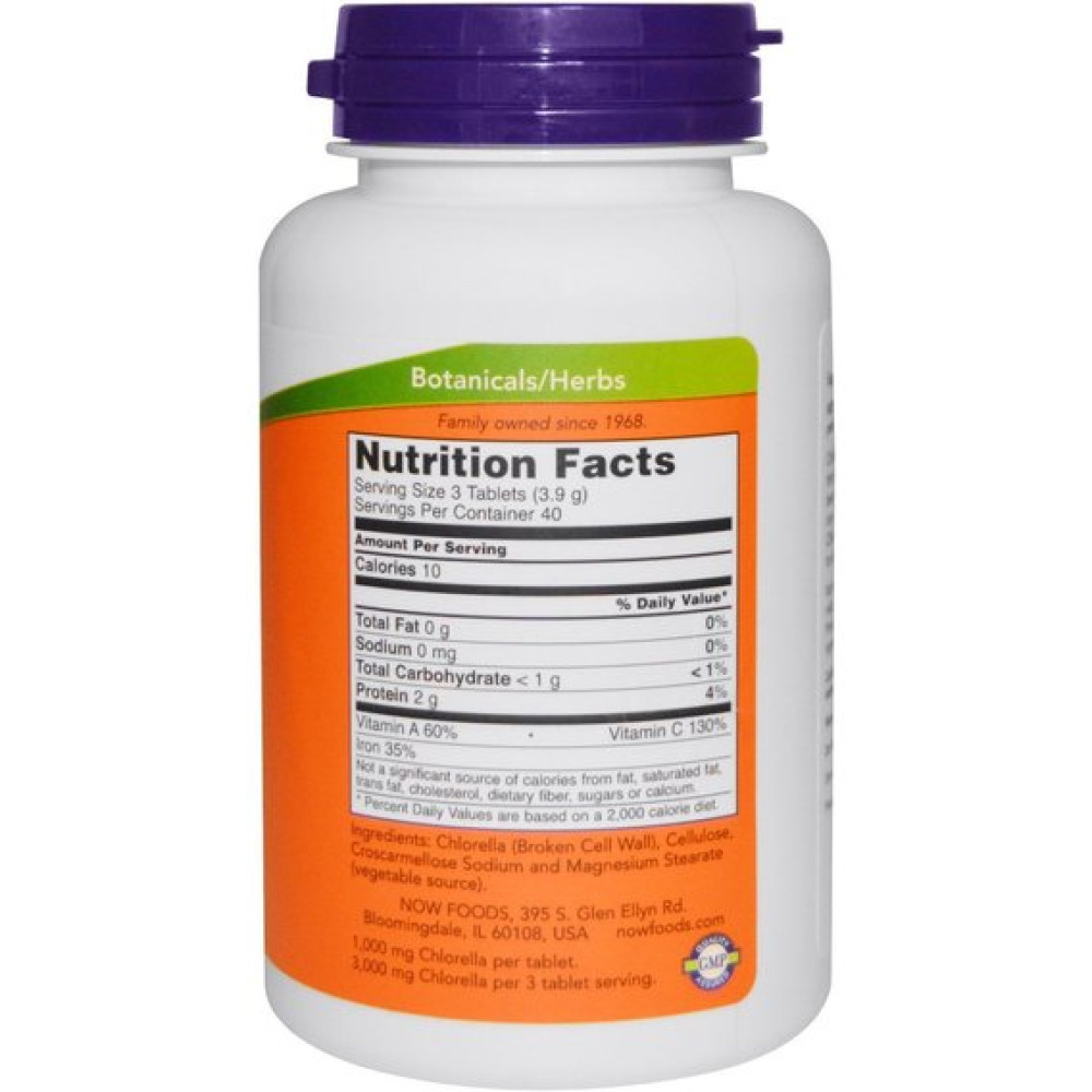 Хлорела NOW Foods Chlorella 1000 mg 120 Tabs
