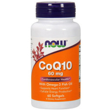 Коензим NOW Foods Coenzyme Q10 60 mg With Omega-3 Fish Oil 60 Softgels