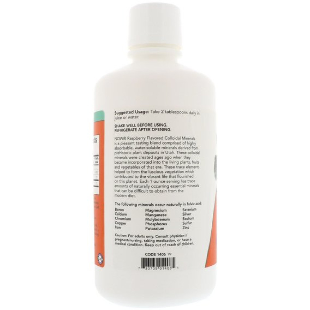 Мультимінеральний комплекс NOW Foods Colloidal Minerals Liquid 946 ml /32 servings/ Natural Raspberry