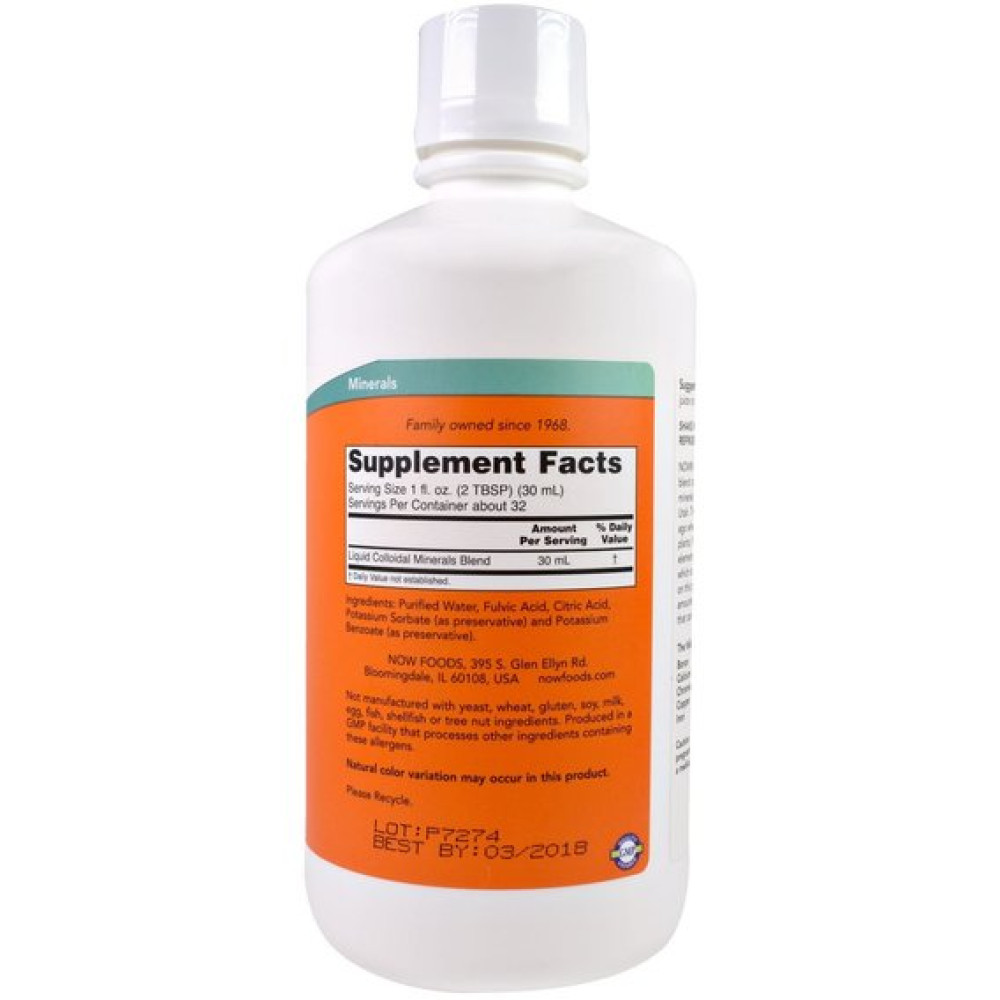 Мультимінеральний комплекс NOW Foods Colloidal Minerals Liquid 946 ml /32 servings/ Pure
