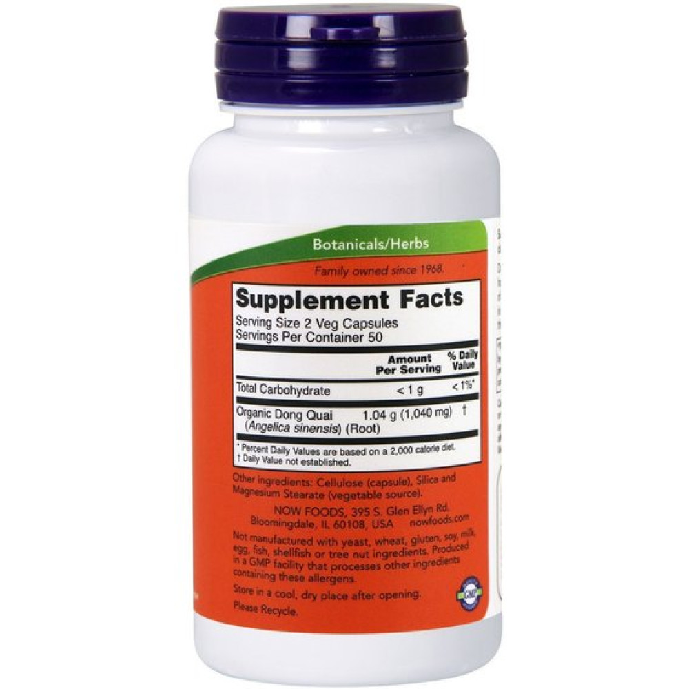 Копмлекс для профілактики репродуктивної функції у жінок NOW Foods Dong Quai 520 mg 100 Veg Caps