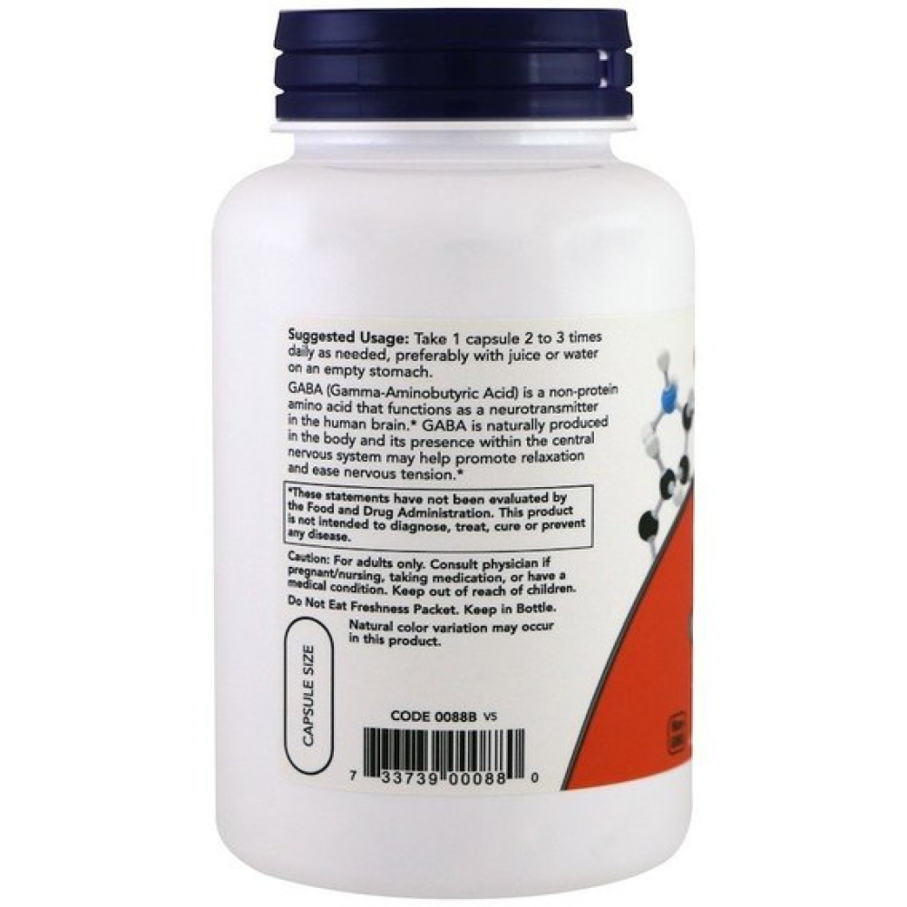 Амінокомплекс NOW Foods GABA 500 mg 200 Veg Caps