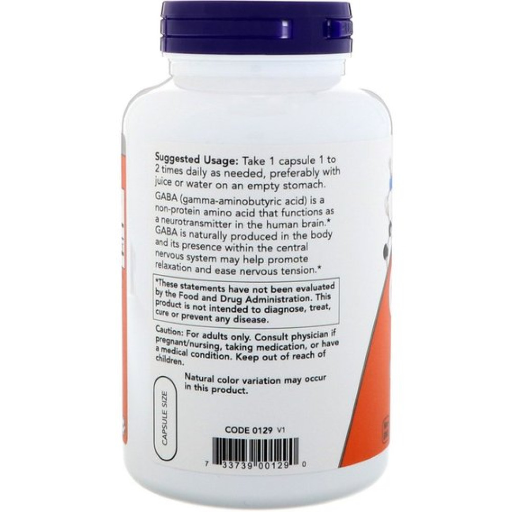 Амінокомплекс NOW Foods GABA 750 mg 200 Veg Caps NOW-00129