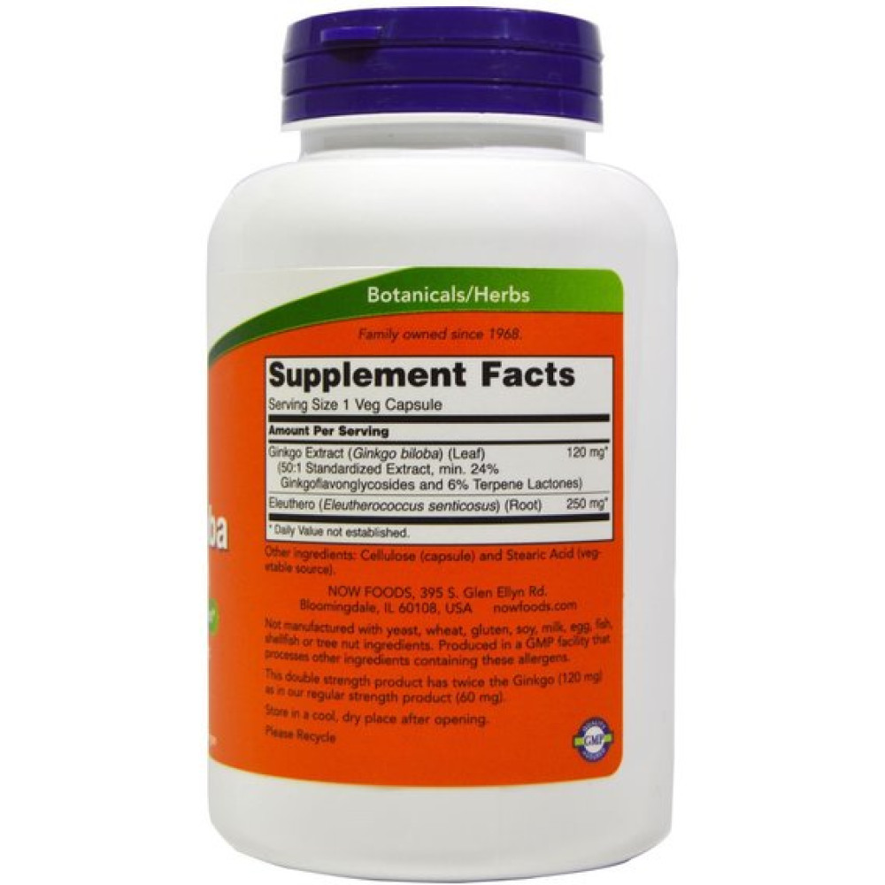 Гінкго Білоба NOW Foods Ginkgo Biloba Double Strength 120 mg 100 Veg Caps