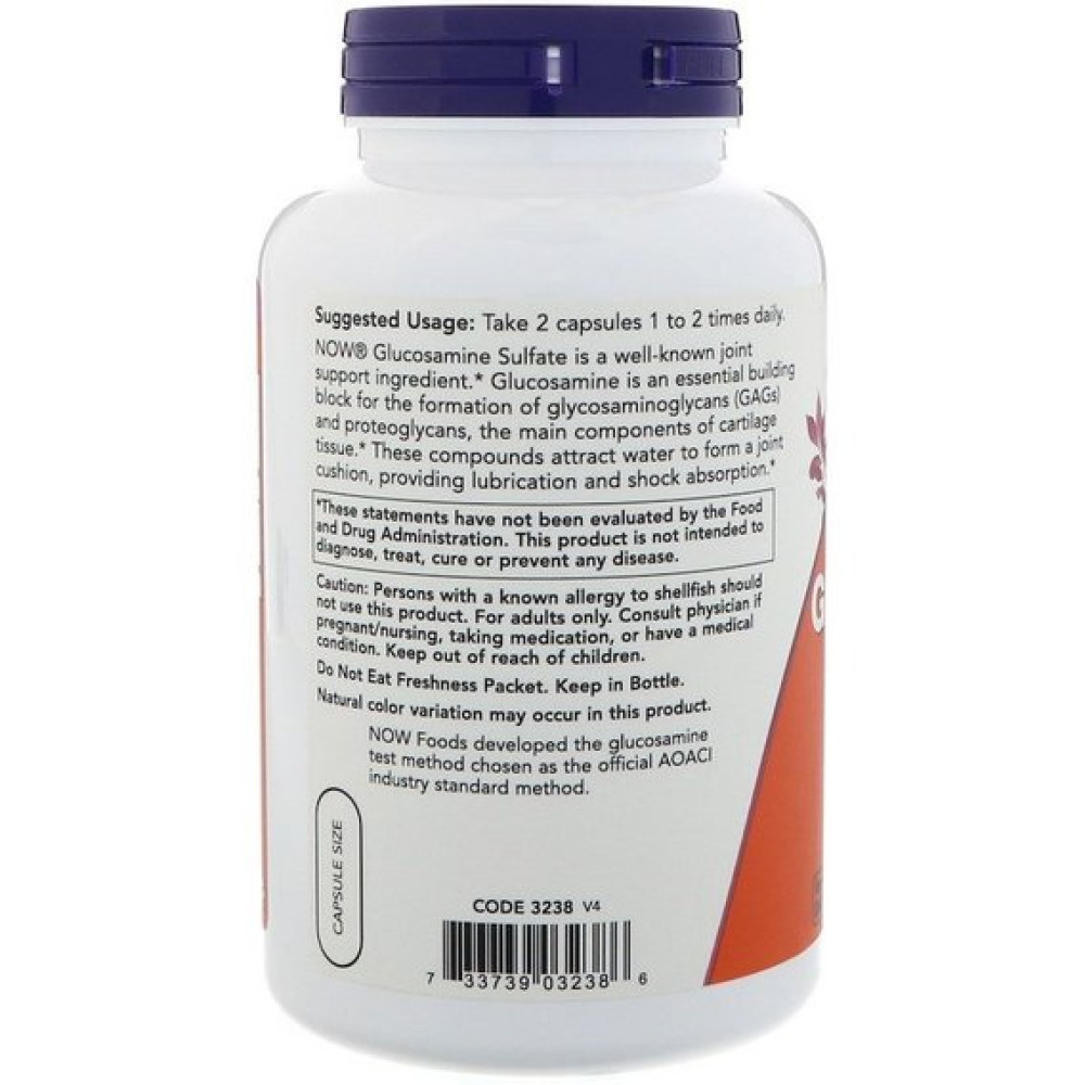 Препарат для суглобів та зв'зок NOW Foods Glucosamine Sulfate 750 mg 240 Caps