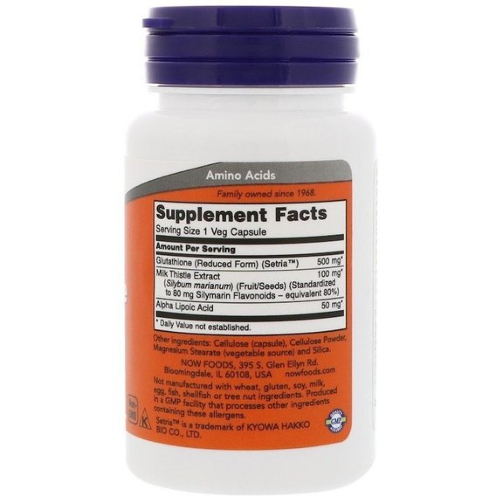 Глутатіон NOW Foods Glutathione 500 mg 30 Veg Caps