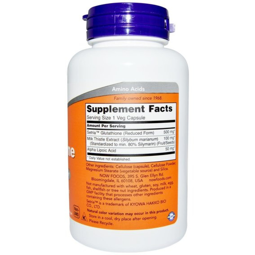 Глутатіон NOW Foods Glutathione 500 mg 60 Veg Caps
