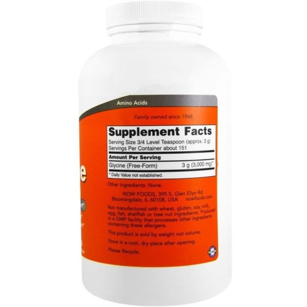 Гліцин NOW Foods GLYCINE PURE POWDER 1 LB 454 g /151 servings/