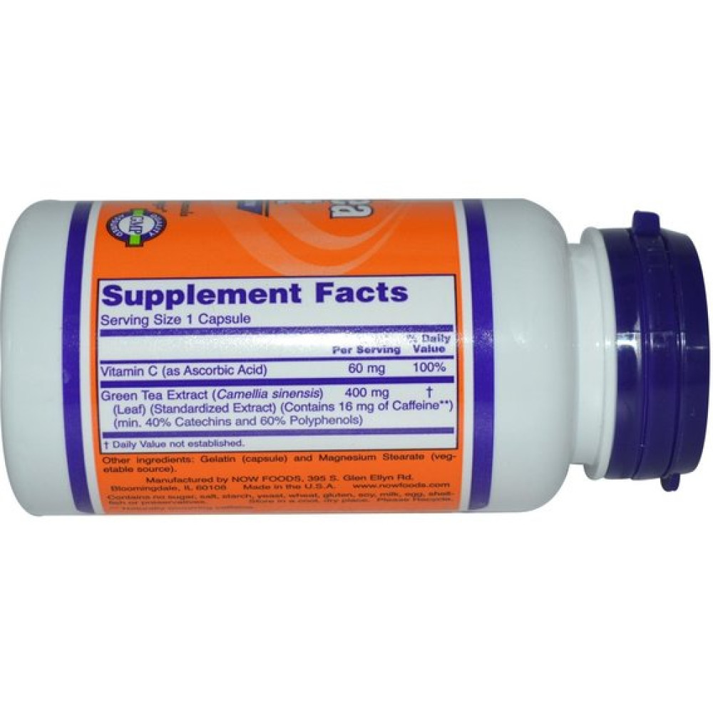 Зелений чай NOW Foods Green Tea Extract 400 mg 100 Veg Caps