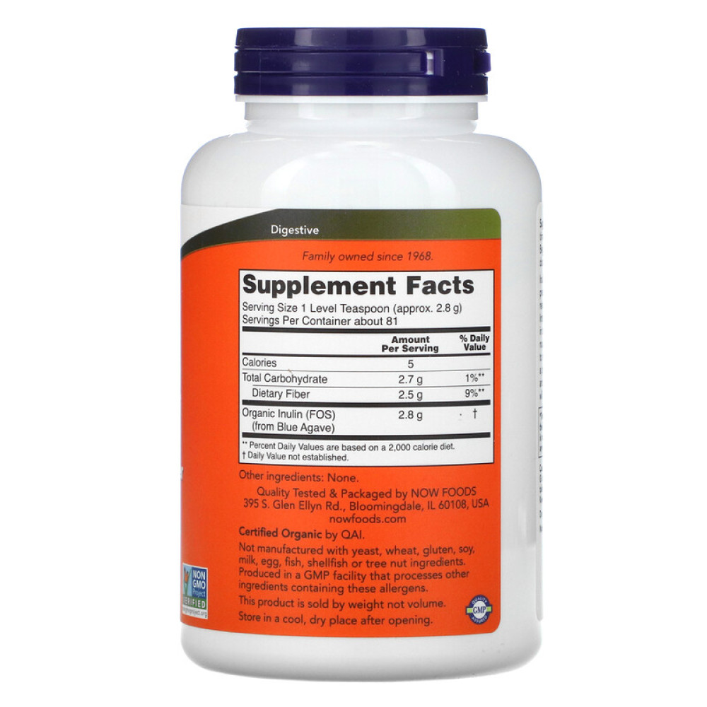 Фруктоолігосахариди NOW Foods Inulin powder 227 g /81 servings/