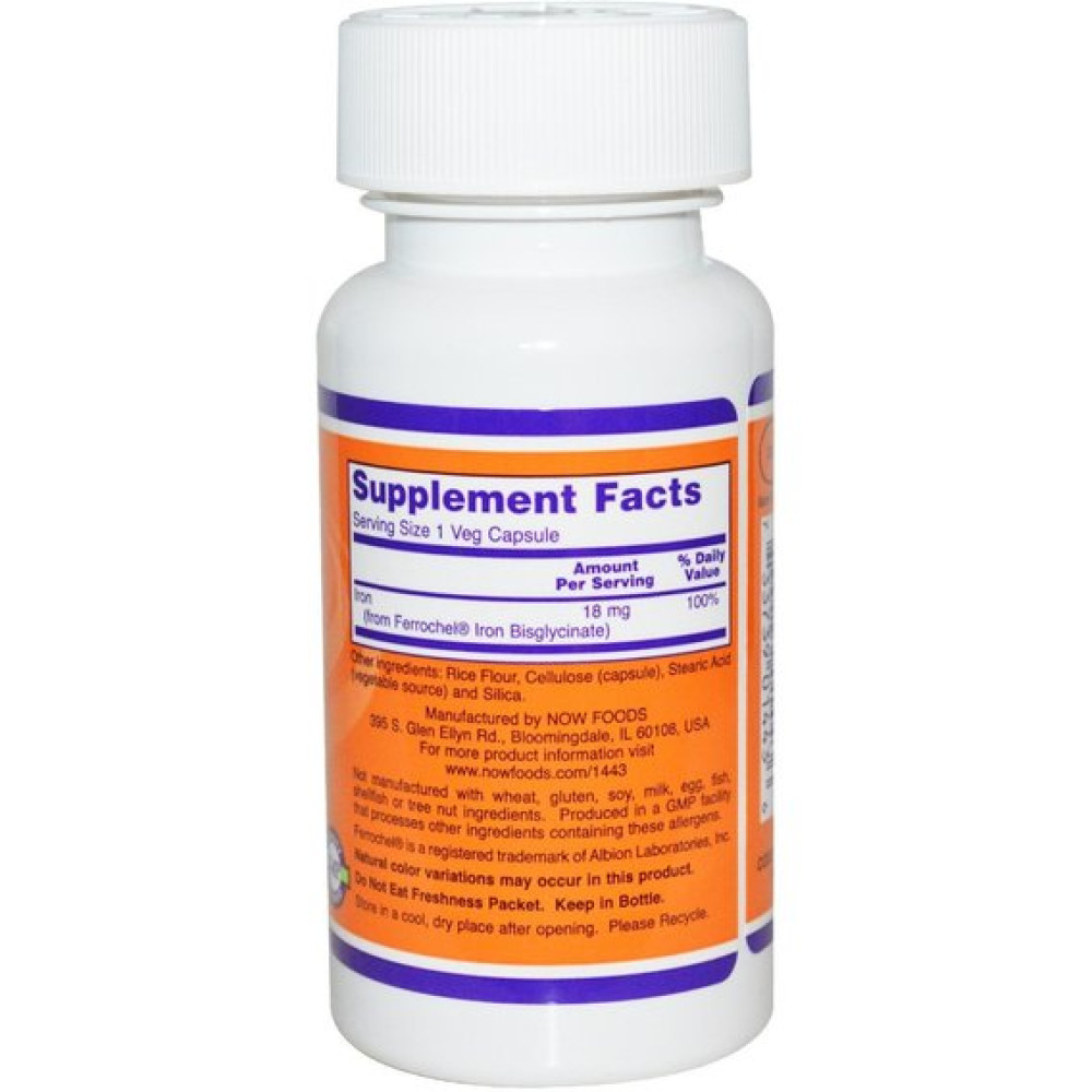 Мікроелемент Залізо NOW Foods Iron 18 mg 120 Veg Caps