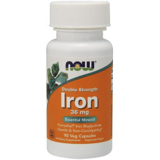 Мікроелемент Залізо NOW Foods Iron, Double Strength 36 mg 90 Veg Caps
