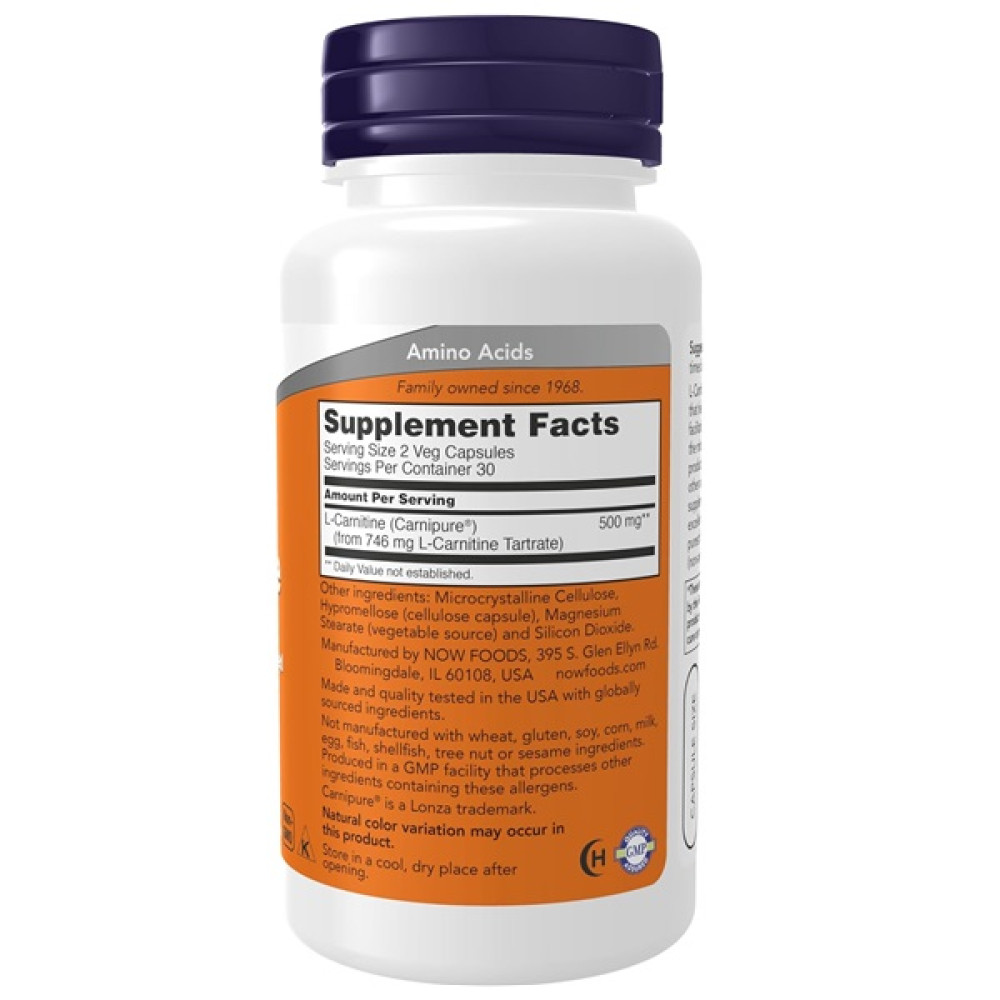 Карнітін NOW Foods L-Carnitine 250 mg 60 Caps