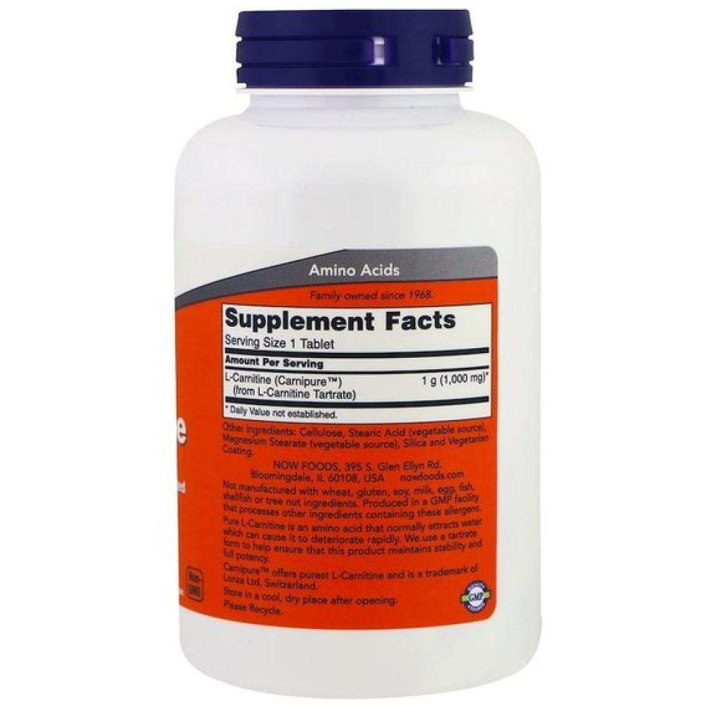 Карнітін NOW Foods L-Carnitine 1000 mg 100 Tabs NF00068