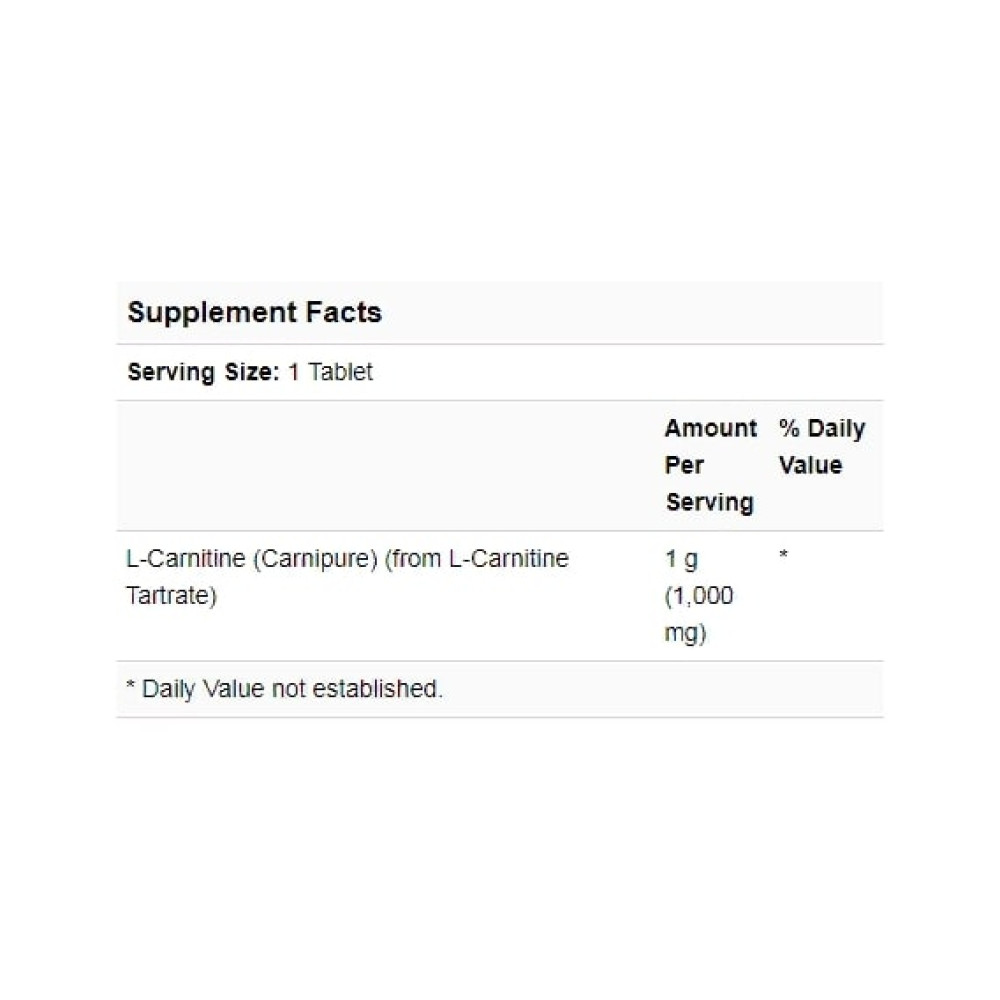 Карнітін NOW Foods L-Carnitine 1000 mg 100 Tabs NF00068
