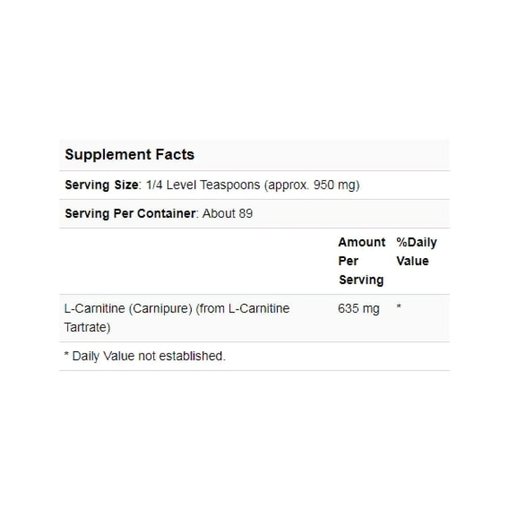 Карнітін NOW Foods L-Carnitine, Pure Powder, 3 oz 85 g /89 servings/ NF0217