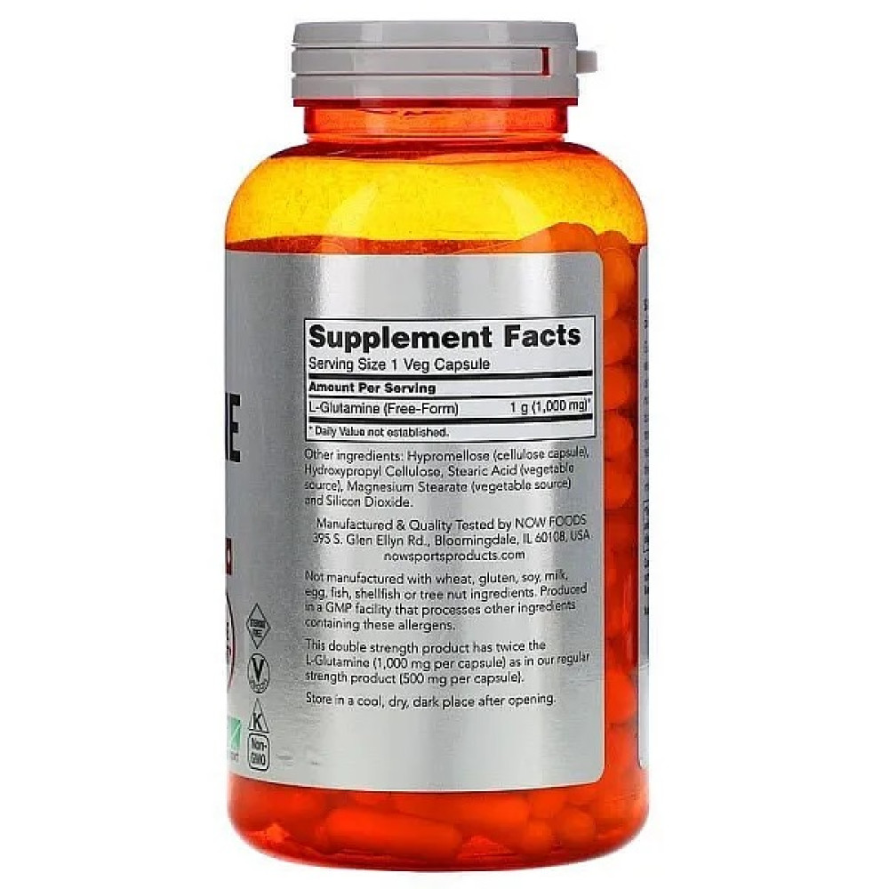 Глютамін NOW Foods L-Glutamine 1000 mg 120 Veg Caps