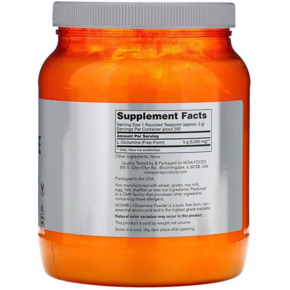 Глютамін NOW Foods L-Glutamine Sports Powder, 2.2 lbs 1000 g /200 servings/