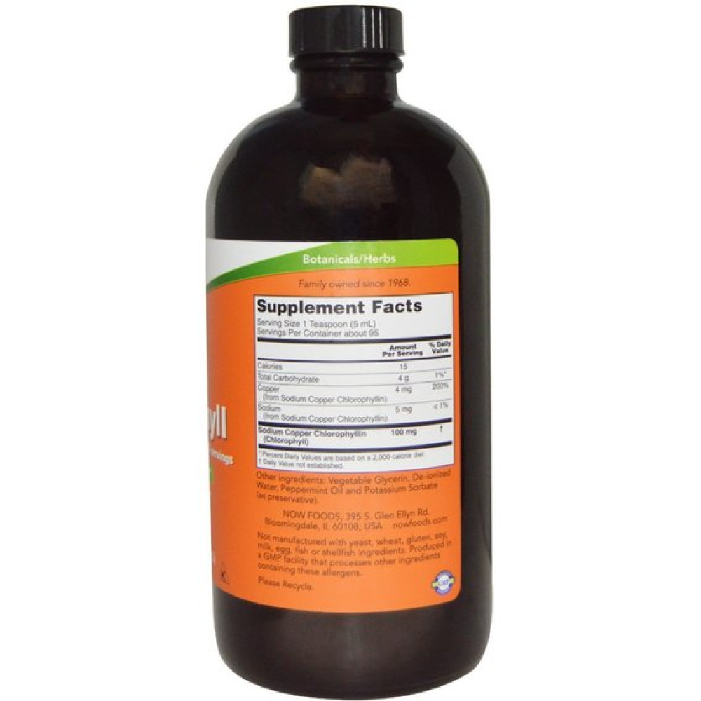 Комплекс для травлення NOW Foods Liquid Chlorophyll 473 ml Natural Mint Flavor