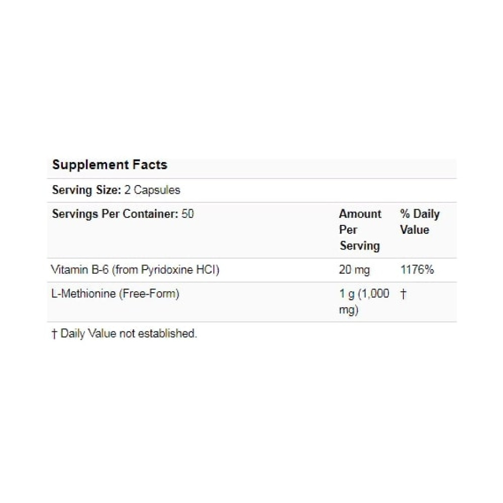 Метіонін NOW Foods L-Methionine 500 mg 100 Caps NOW-00117