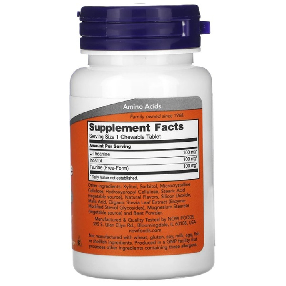Теанін NOW Foods L-Theanine 100 mg 90 Chewables NF0144