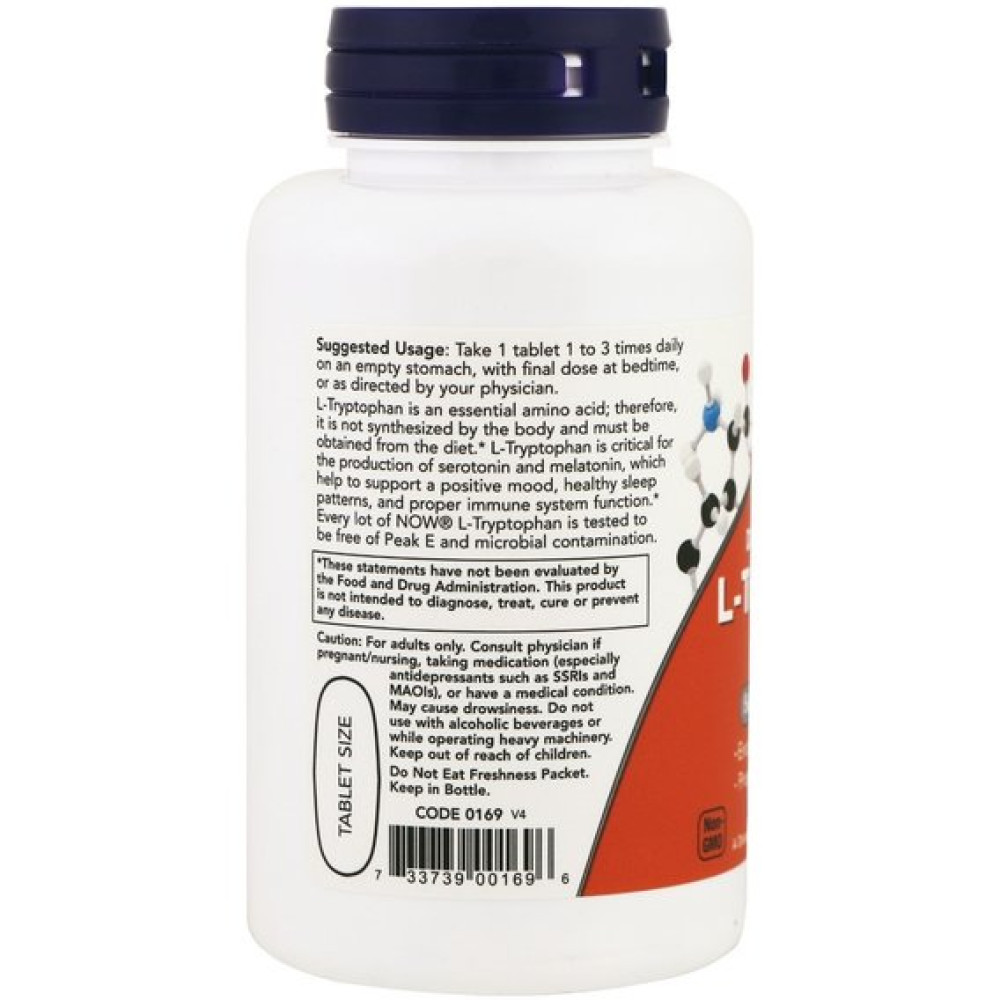 Триптофан NOW Foods L-Tryptophan 1000 mg 60 Tabs