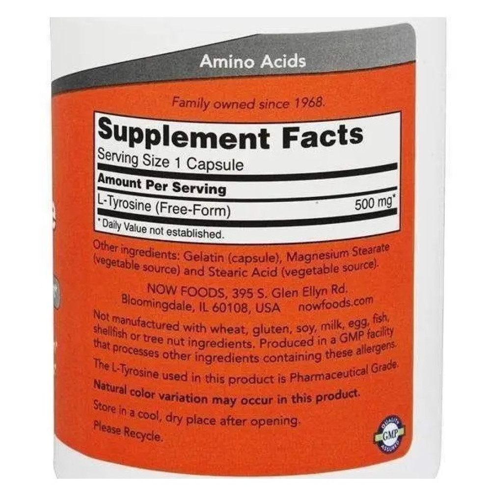 Тирозин NOW Foods L-Tyrosine 500 mg 120 Caps