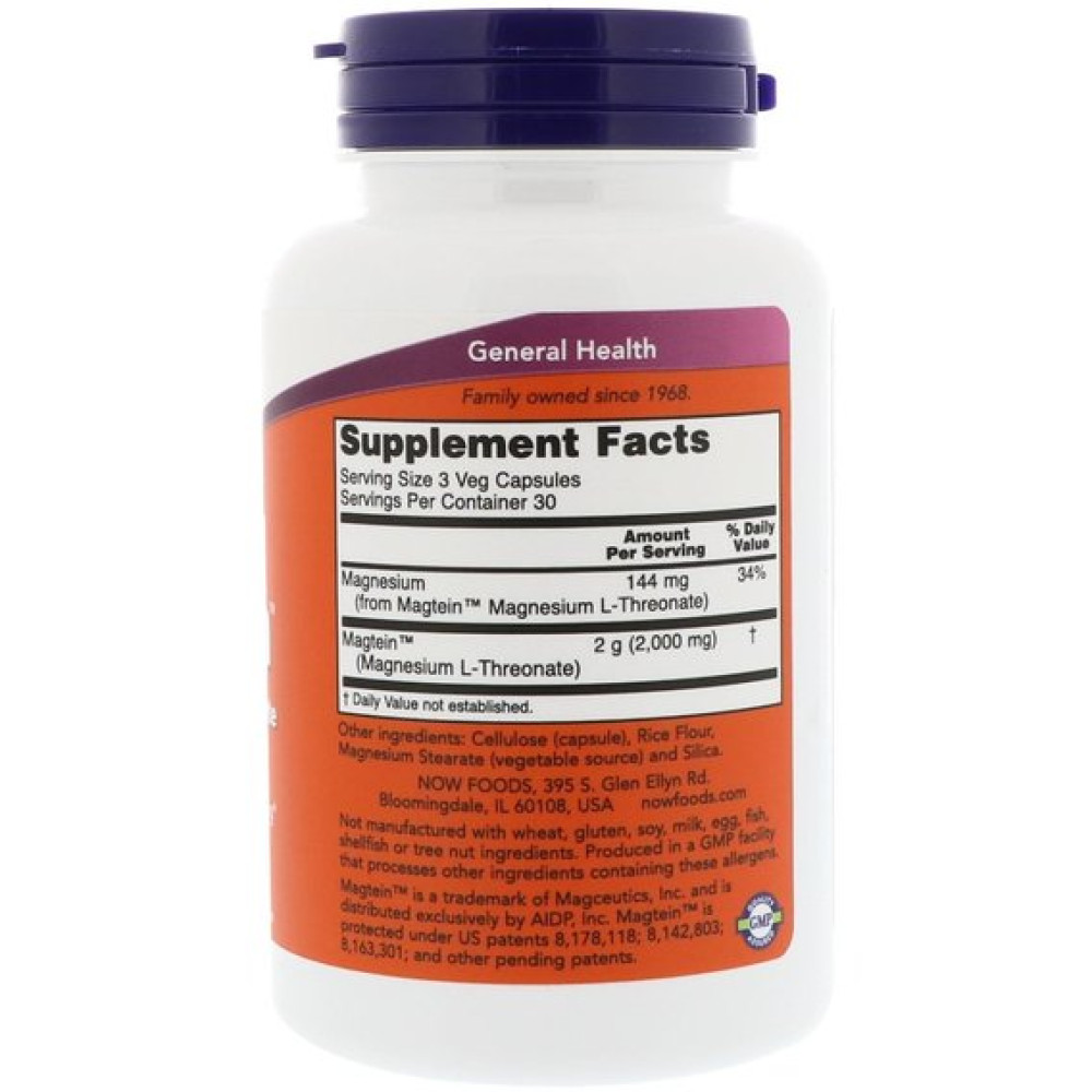 Мікроелемент Магній NOW Foods Magtein 90 Veg Caps