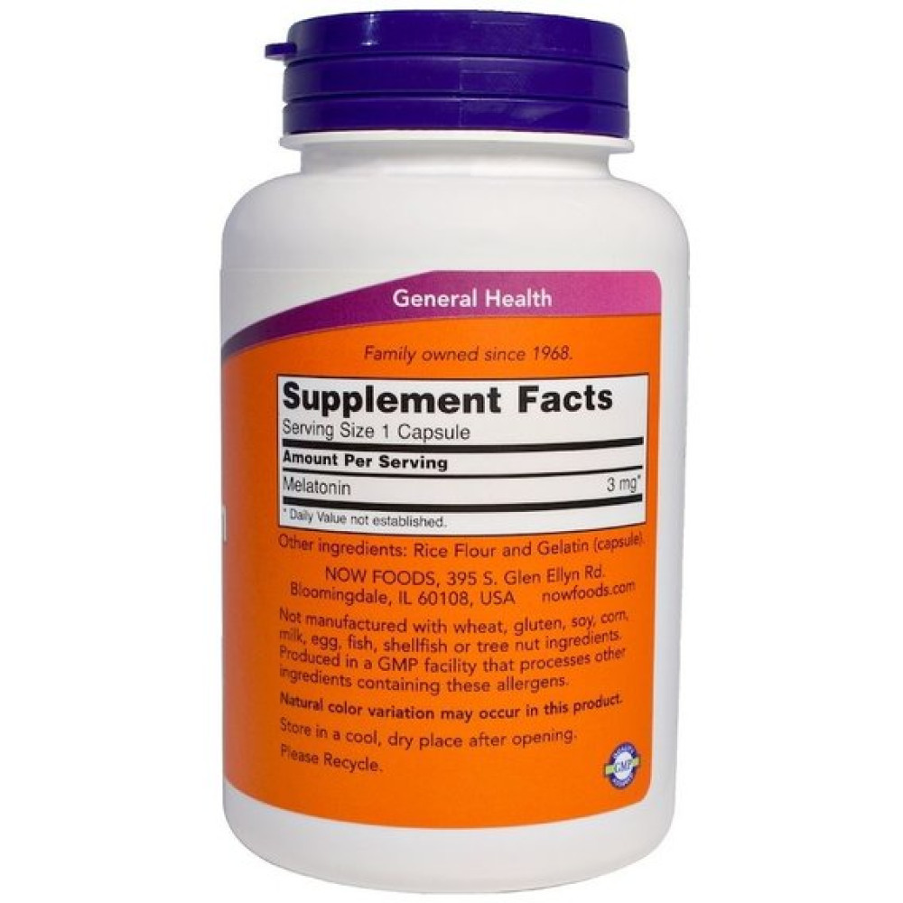 Мелатонін для сну NOW Foods Melatonin 3 mg 180 Caps NOW-03257