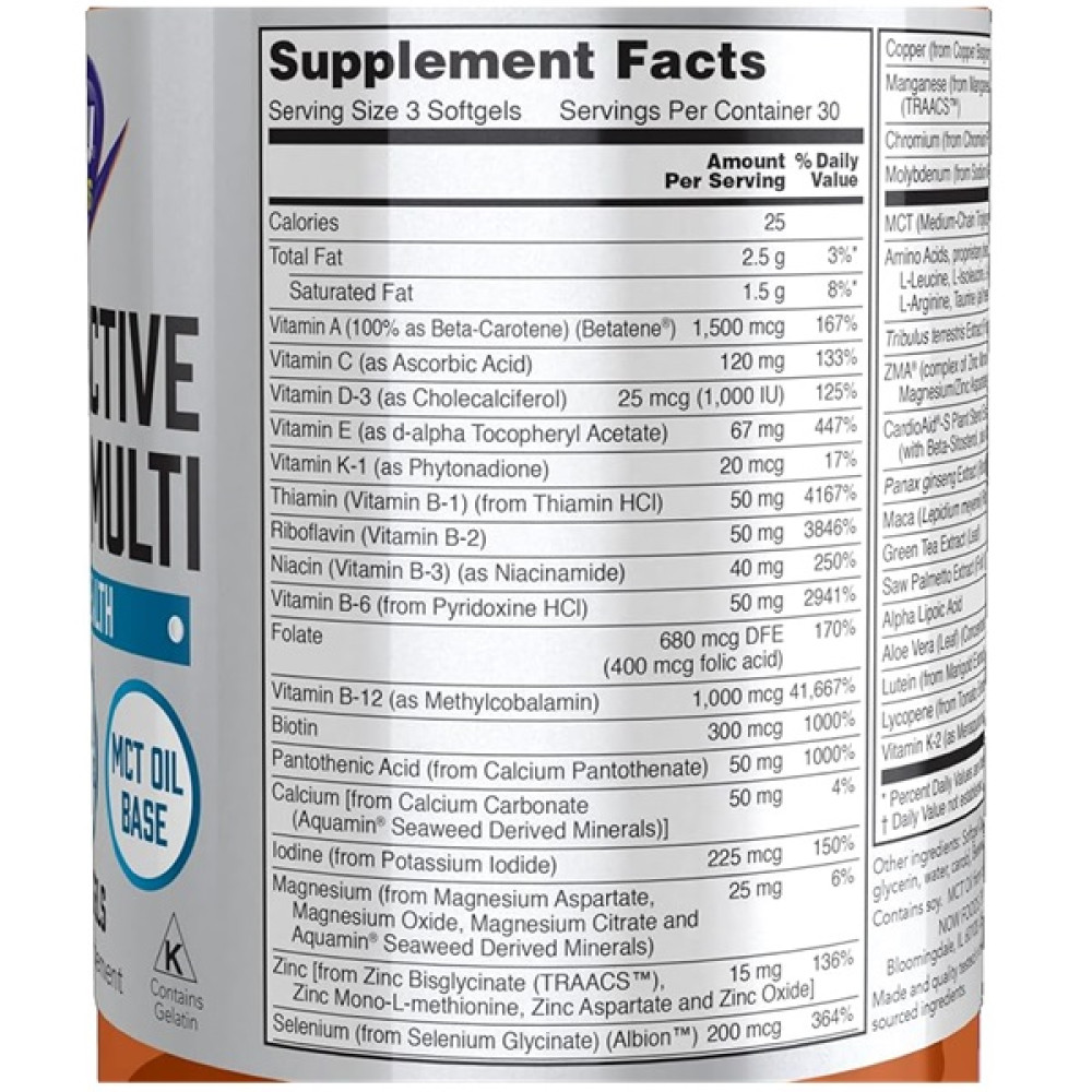 Вітамінно-мінеральний комплекс NOW Foods Men's Active Sports Multi 90 Softgels