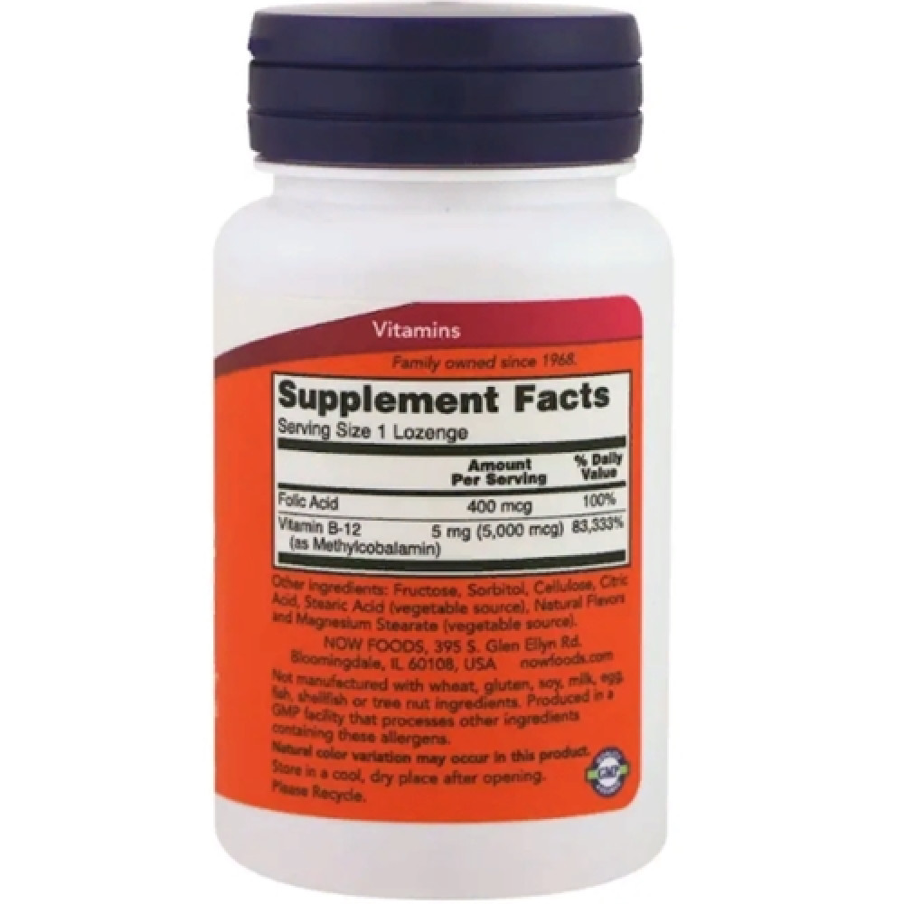Вітамін Б12 NOW Foods Methyl B-12 5000 mcg 120 Lozenges NF0493