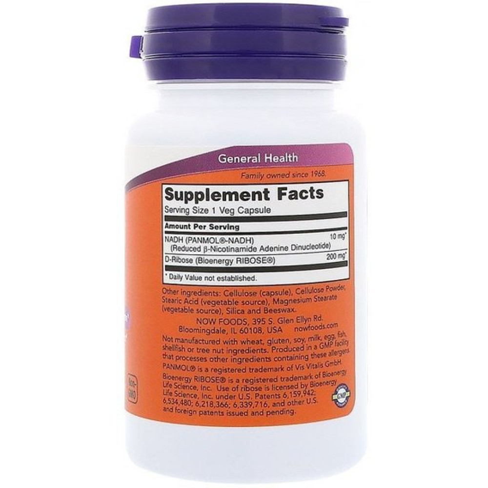 Коензим NOW Foods NADH 10 mg 60 Veg Caps