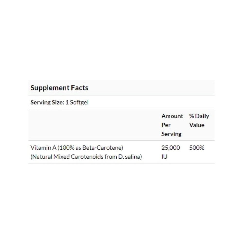 Вітамін A NOW Foods Natural Beta Carotene 25000 IU 90 Softgels