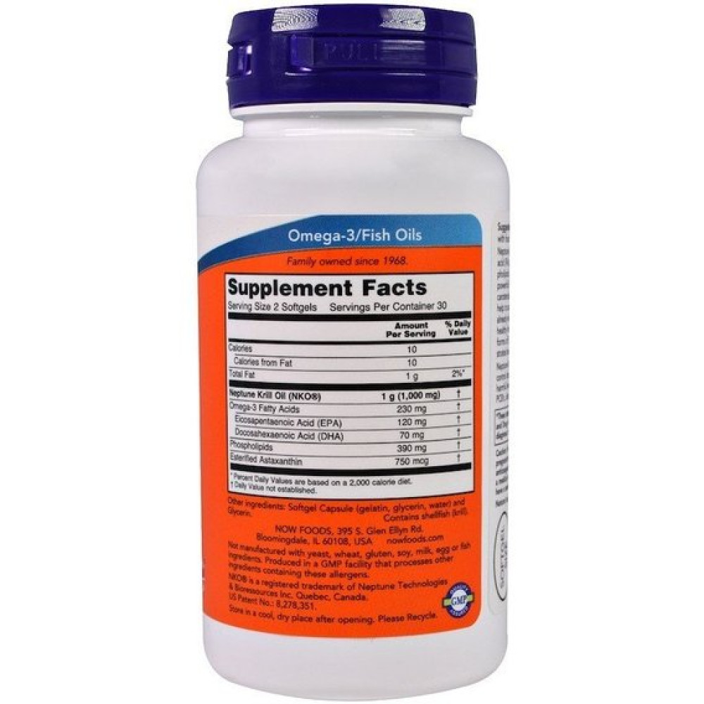 Олія криля NOW Foods Neptune Krill Oil 1000 mg 60 Softgels