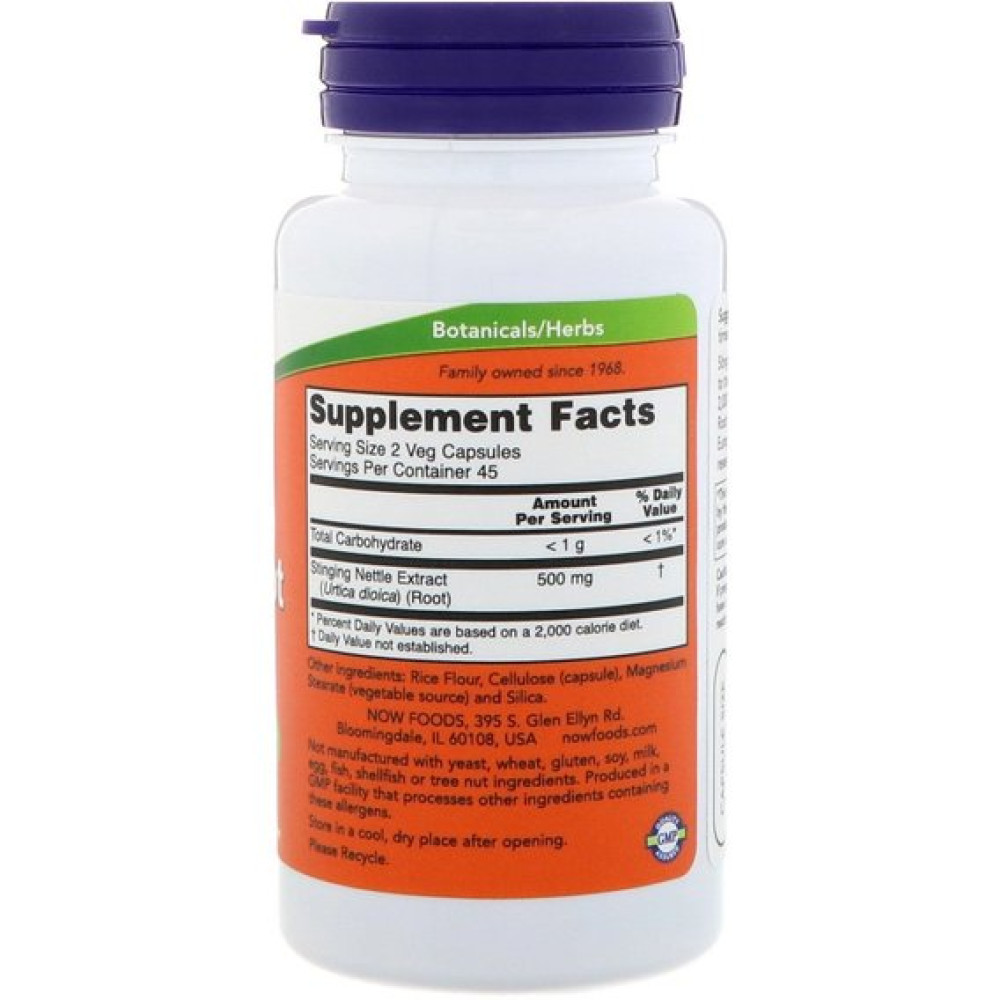 Комплекс для здоров'я передміхурової залози NOW Foods Nettle Root 250 mg 90 Veg Caps