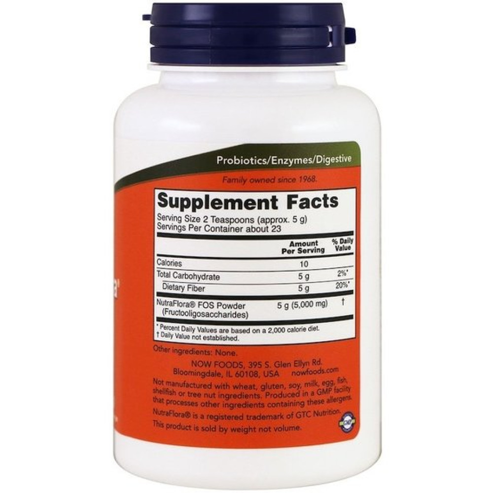 Пробіотик NOW Foods NUTRAFLORA FOS POWDER 4 OZ 113 g /23 servings/