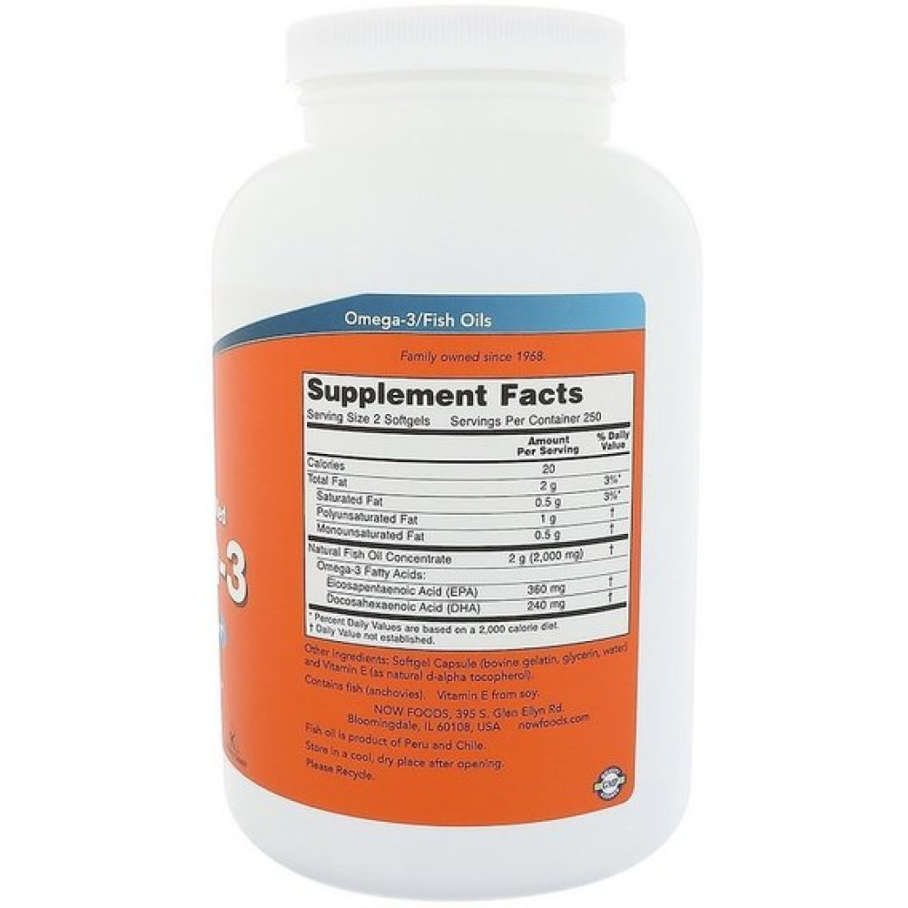 Омега 3 NOW Foods Omega-3 Molecularly Distilled Softgels 500 Softgels