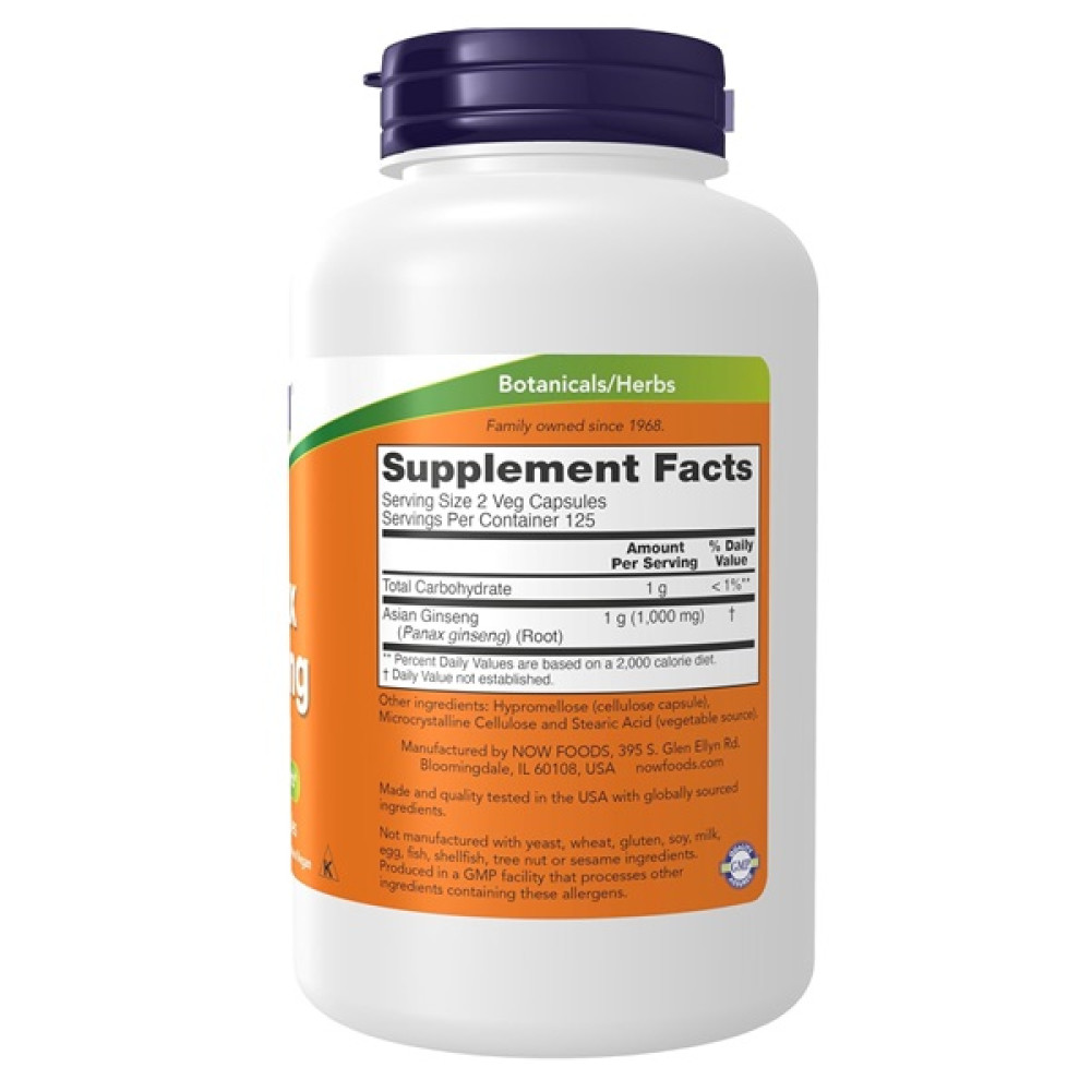 Комплекс для профілактики нервової системи NOW Foods Panax Ginseng 500 mg 250 Veg Caps