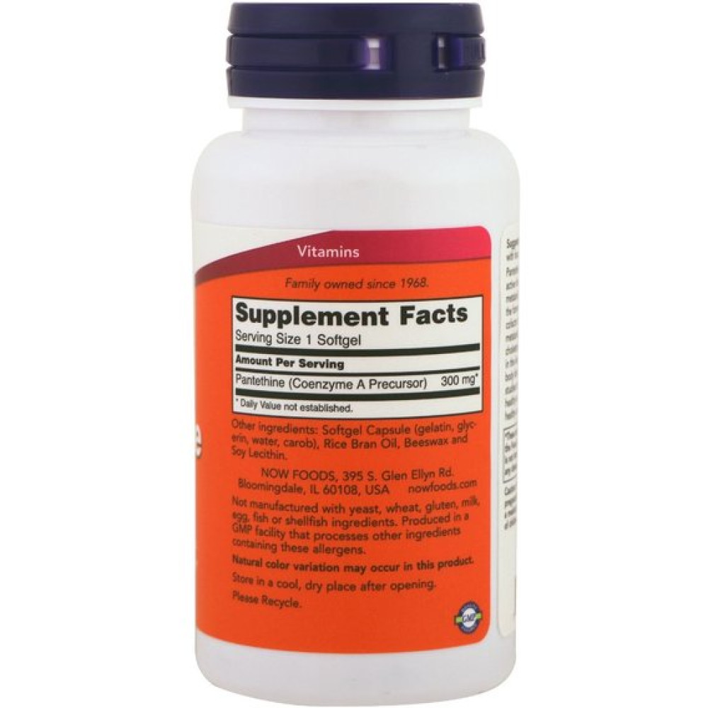 Пантотенова кислота NOW Foods Pantethine 300 mg 60 Softgels