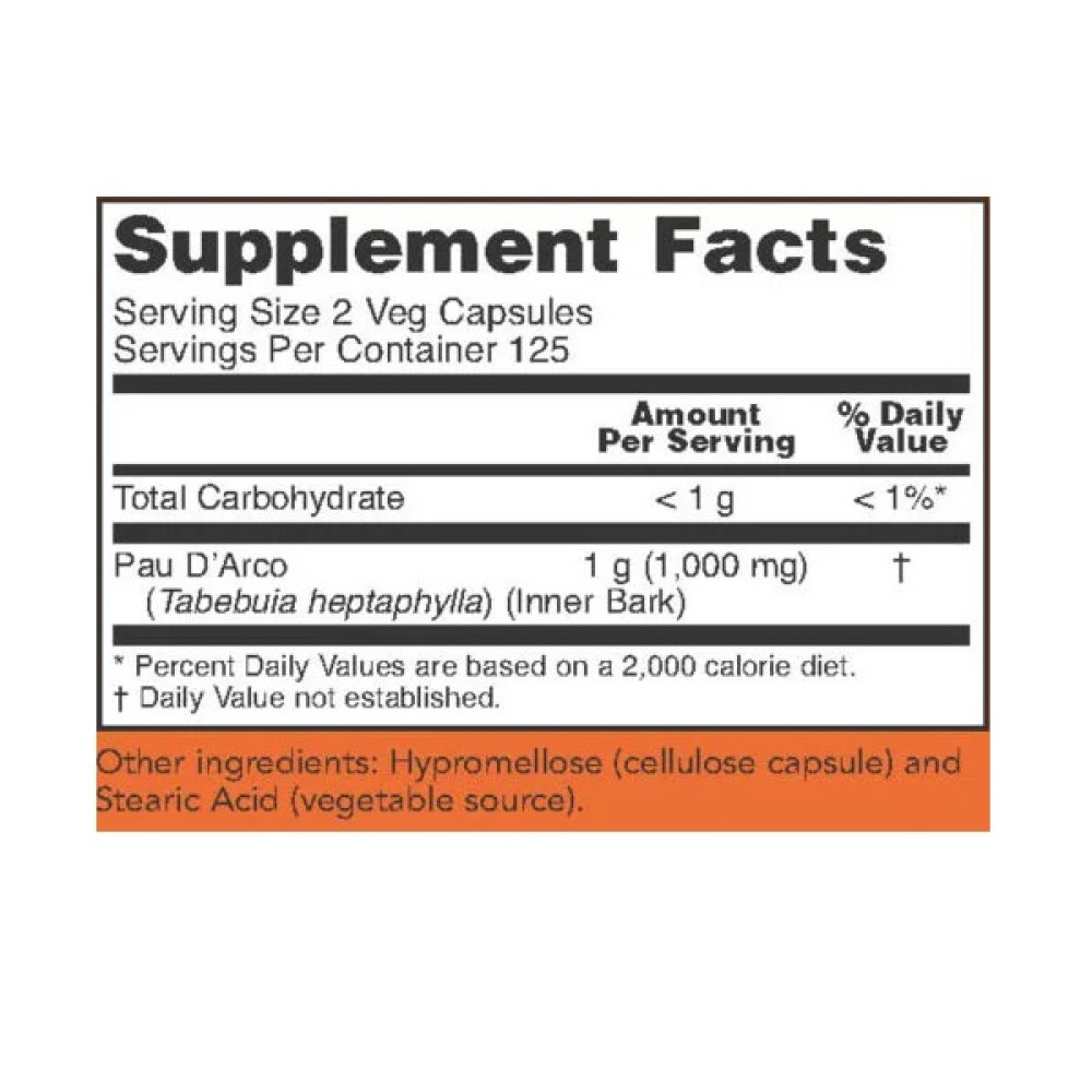 Мурашине дерево NOW Foods Pau D'Arco 500 mg 250 Veg Caps