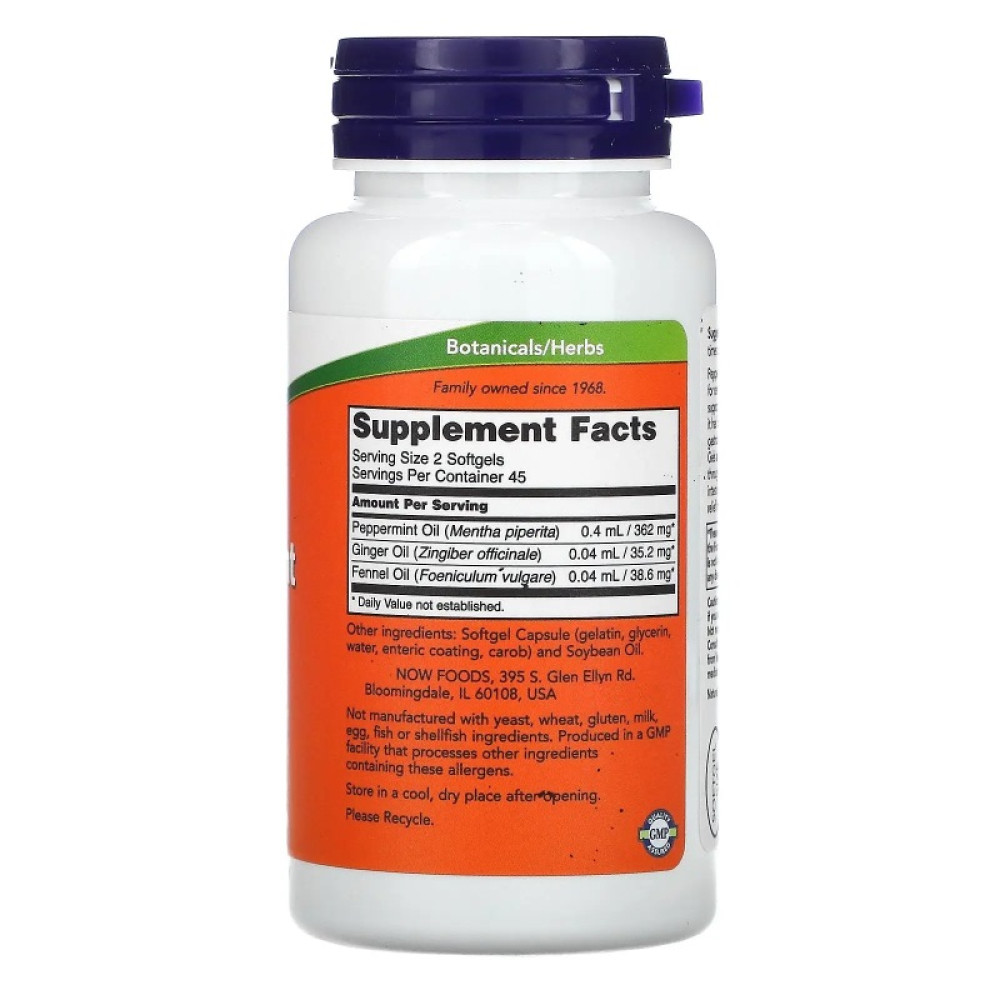 Комплекс для травлення NOW Foods Peppermint Gels 90 Softgels