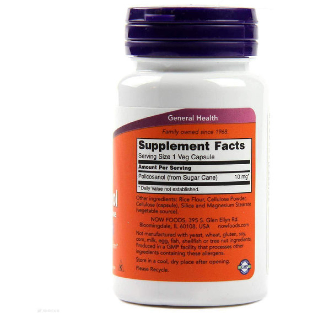 Комплекс для профілактики тиску та кровообігу NOW Foods Policosanol 10 mg 90 Veg Caps