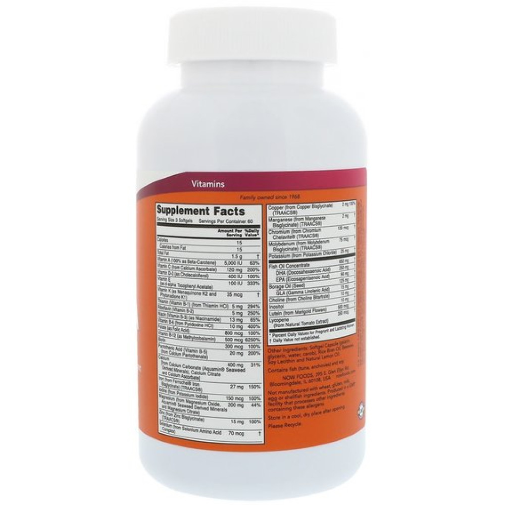 Вітаміни для вагітних NOW Foods Prenatal Gels + DHA 180 Softgels