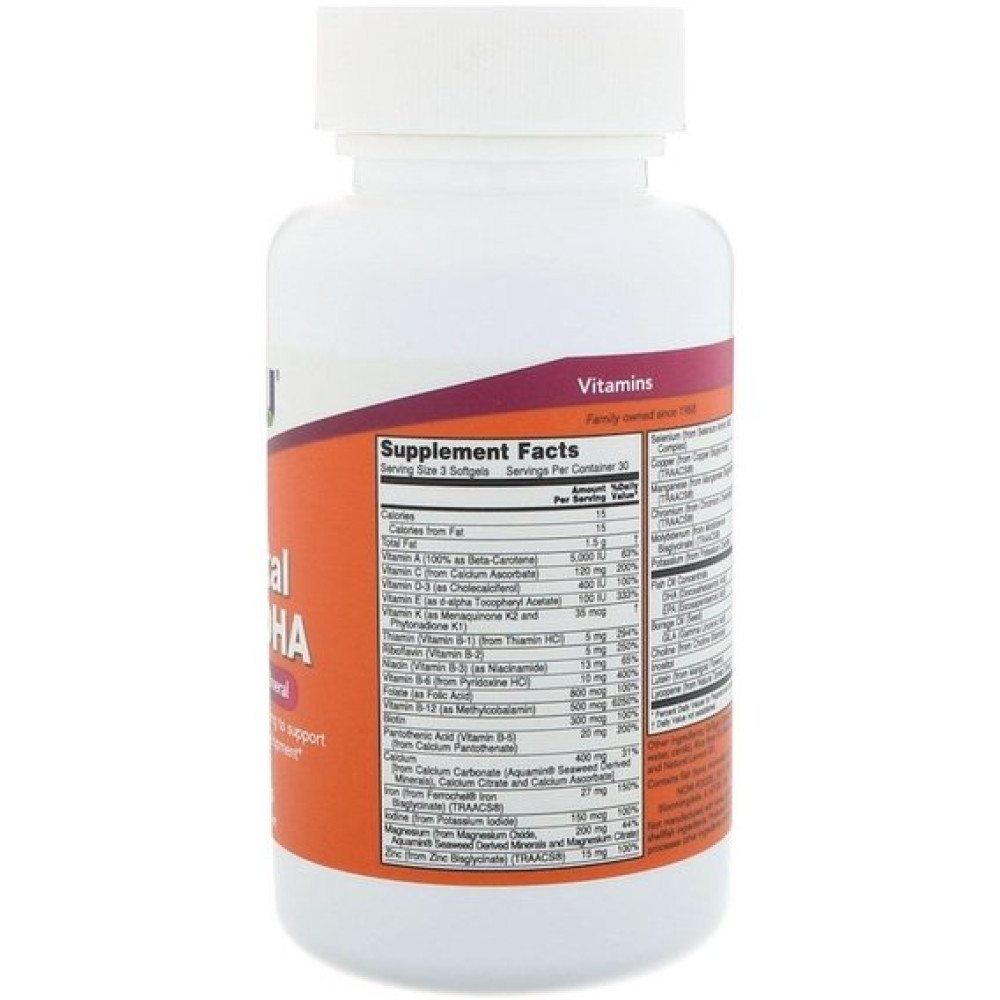 Вітаміни для вагітних NOW Foods Prenatal Gels + DHA 90 Softgels NOW-03809